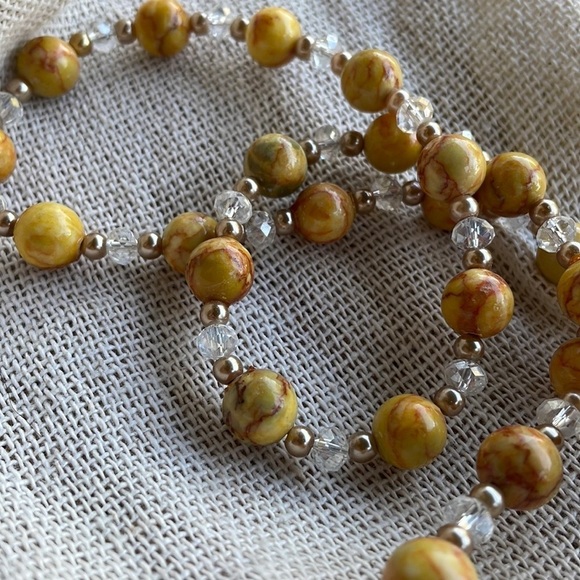 Natural Yellow Orange Stone Necklace Crystal spacers - Picture 1 of 12